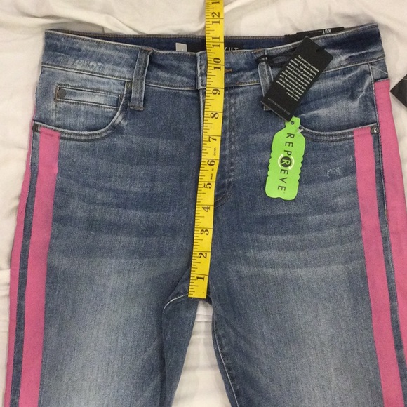 New Kut From The Cloth Pink Side Stripe High Rise Ankle Skinny Jeans Size 4 - Picture 4 of 14